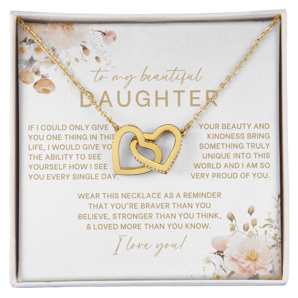 To My Beautiful Daughter Interlocking Hearts Necklace