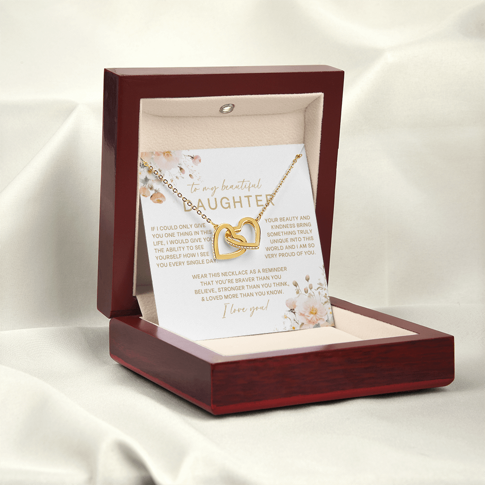 To My Beautiful Daughter Interlocking Hearts Necklace