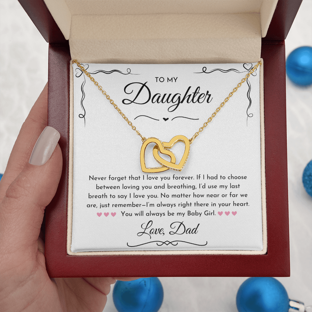 To My Daughter Hearts Necklace From Dad