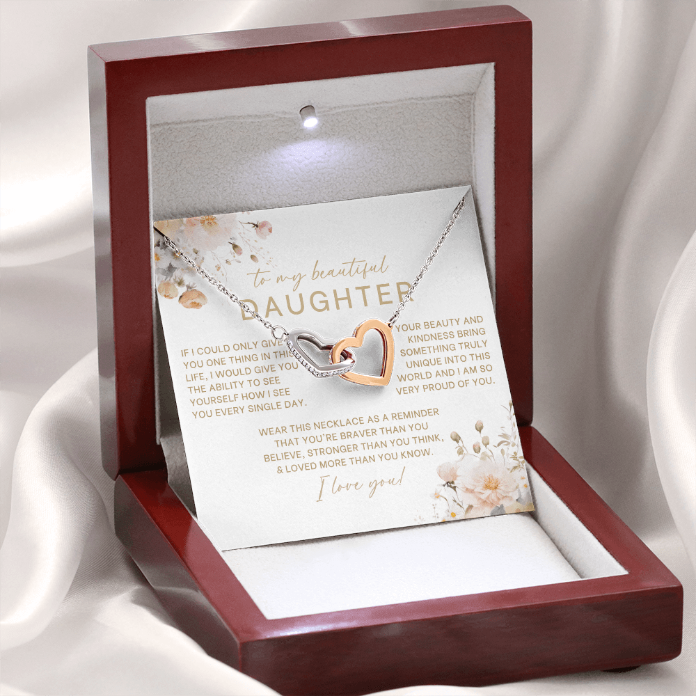 To My Beautiful Daughter Interlocking Hearts Necklace