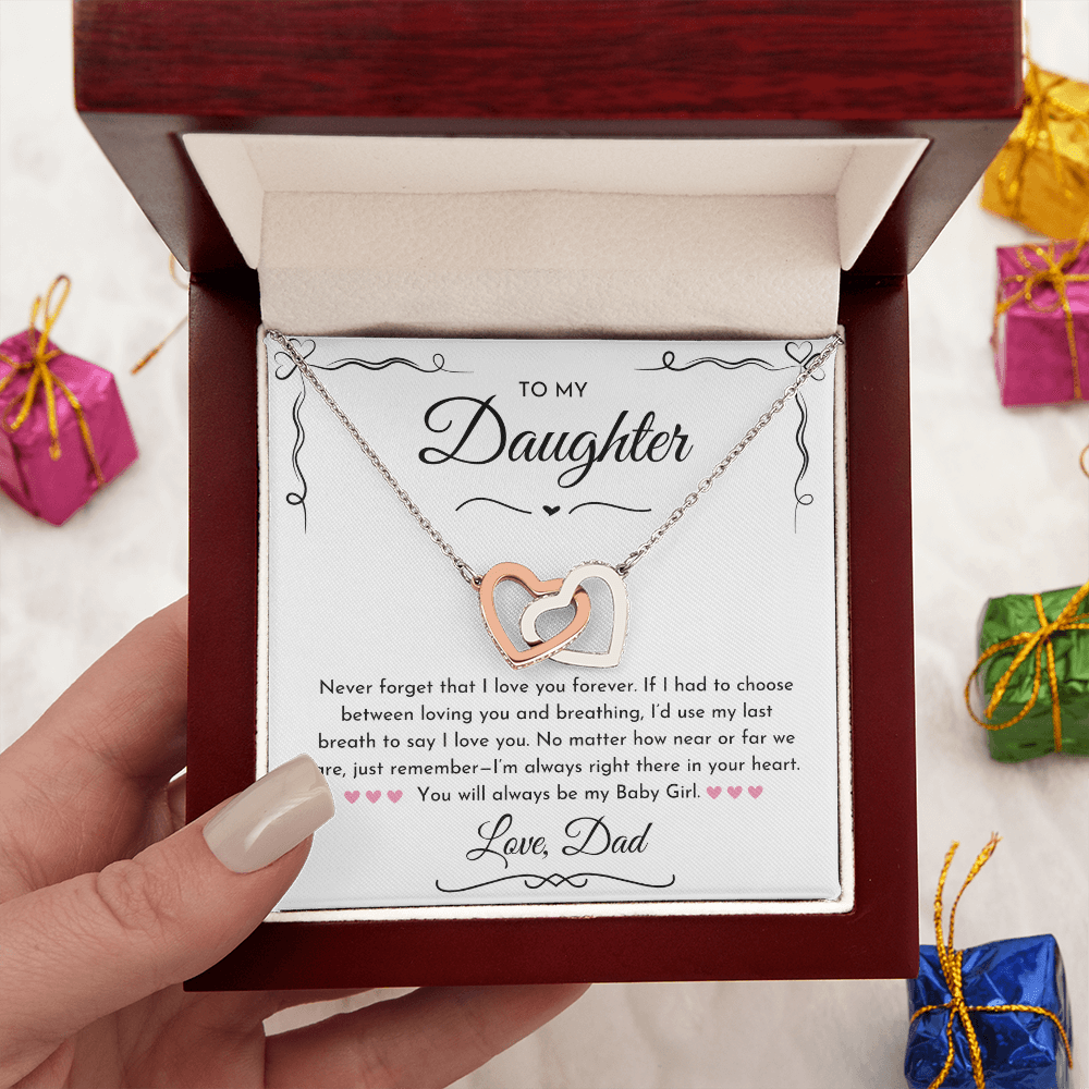 To My Daughter Hearts Necklace From Dad