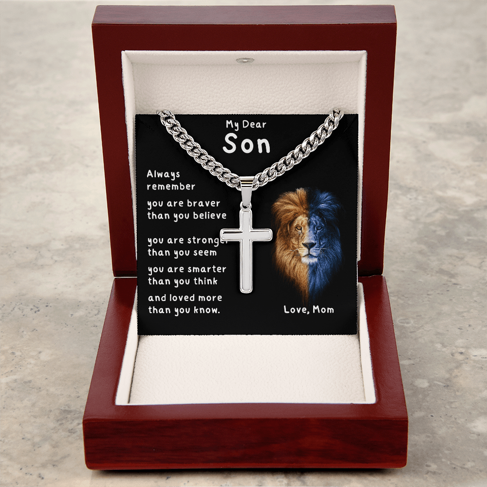 To My Dear Son From Mom Cross Necklace