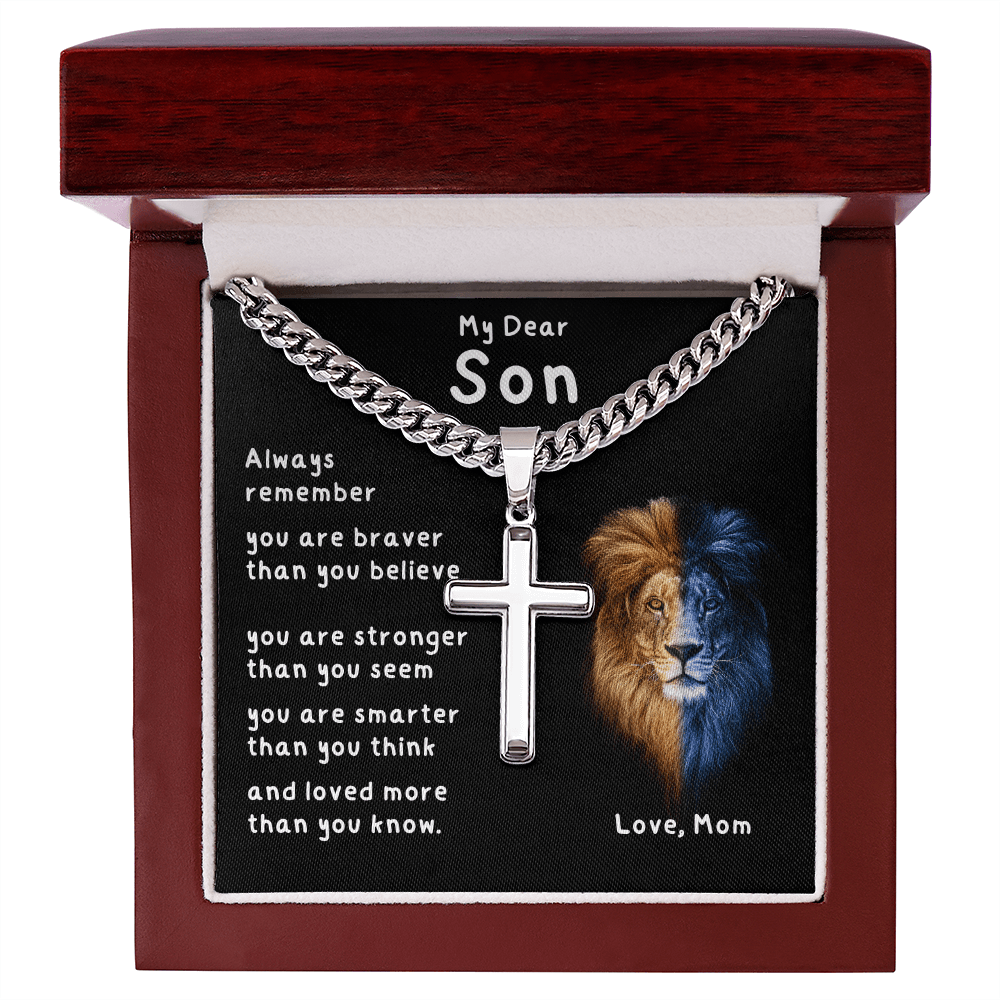 To My Dear Son From Mom Cross Necklace
