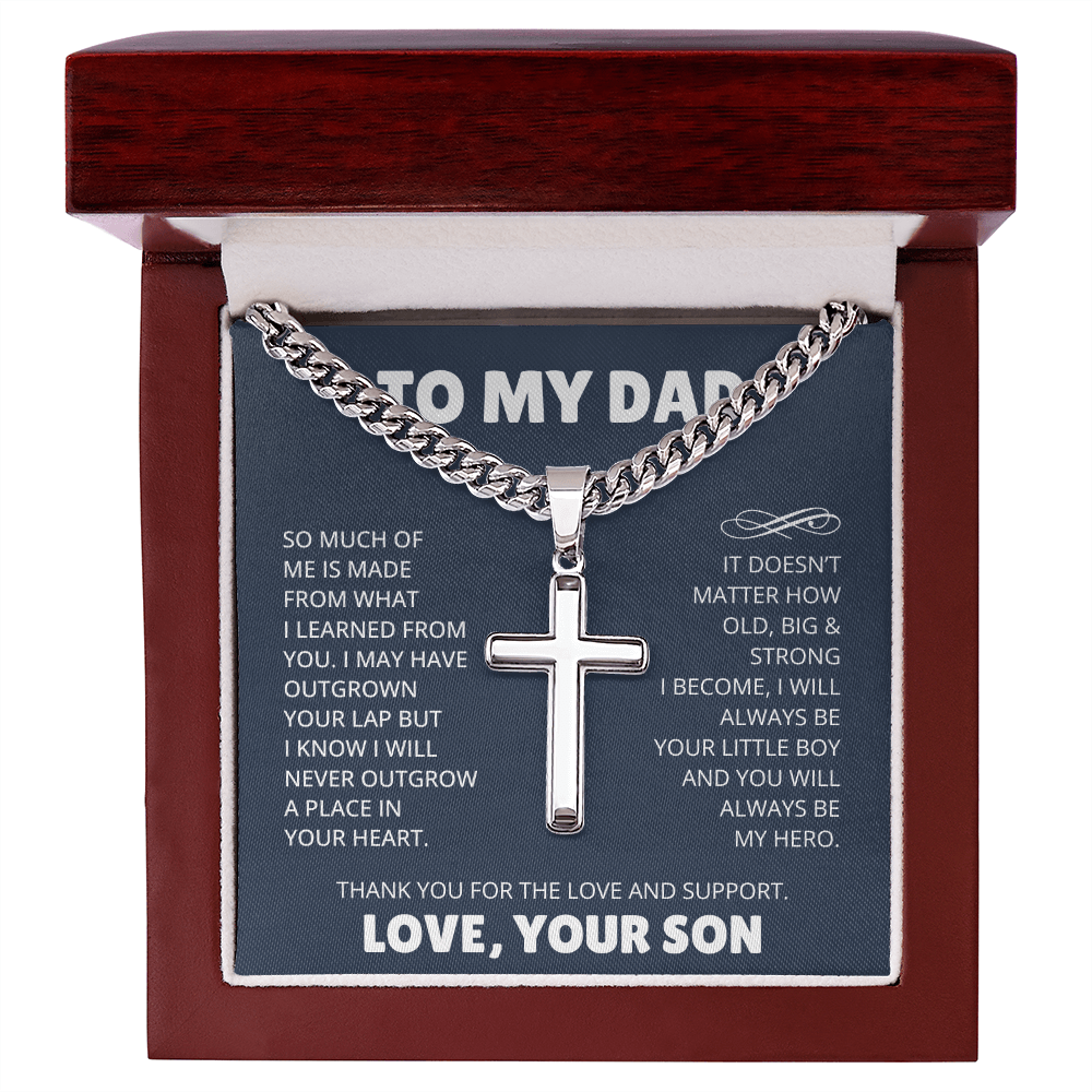 To My Dad From Son Cross Necklace