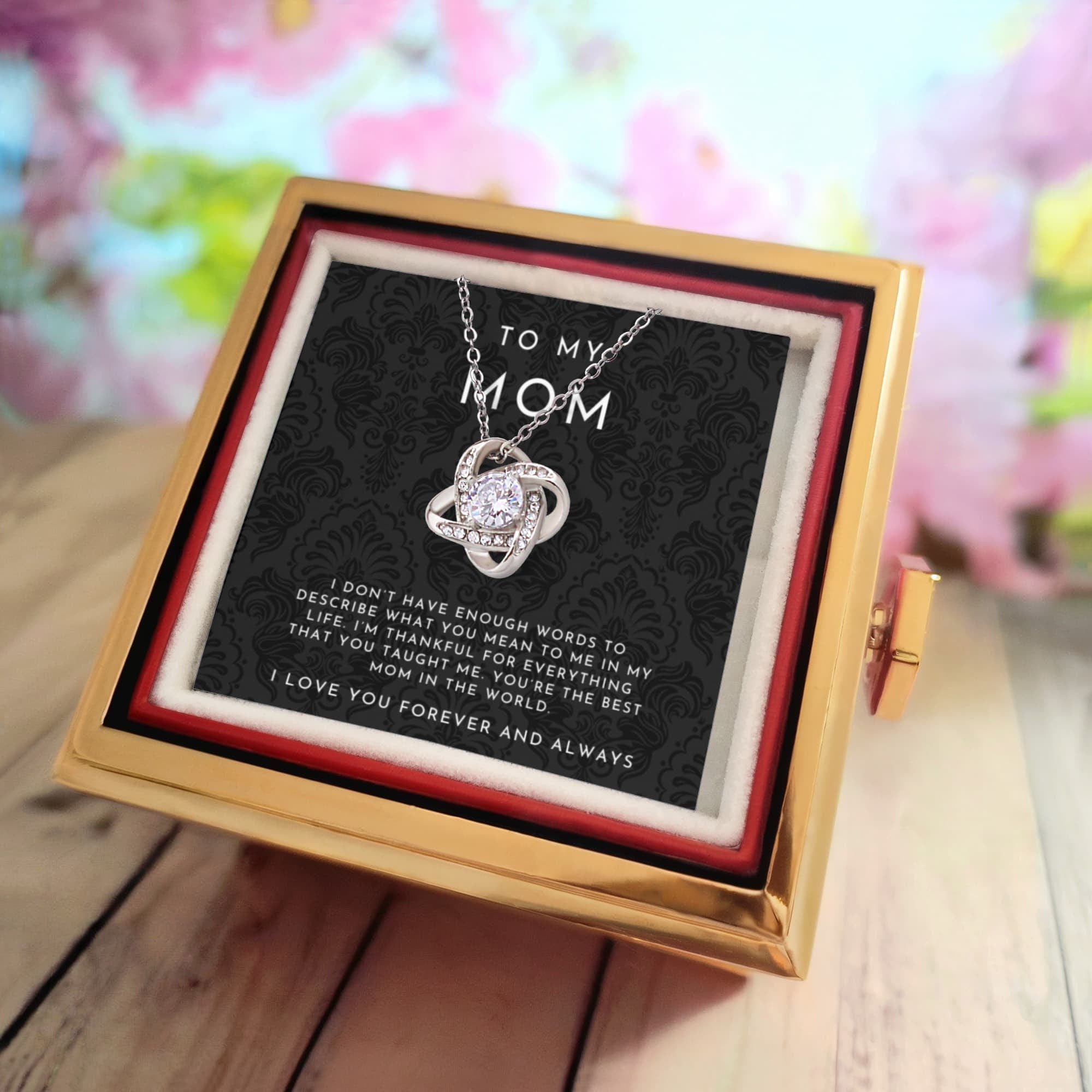 To My Mom Necklace With Rotating Rose