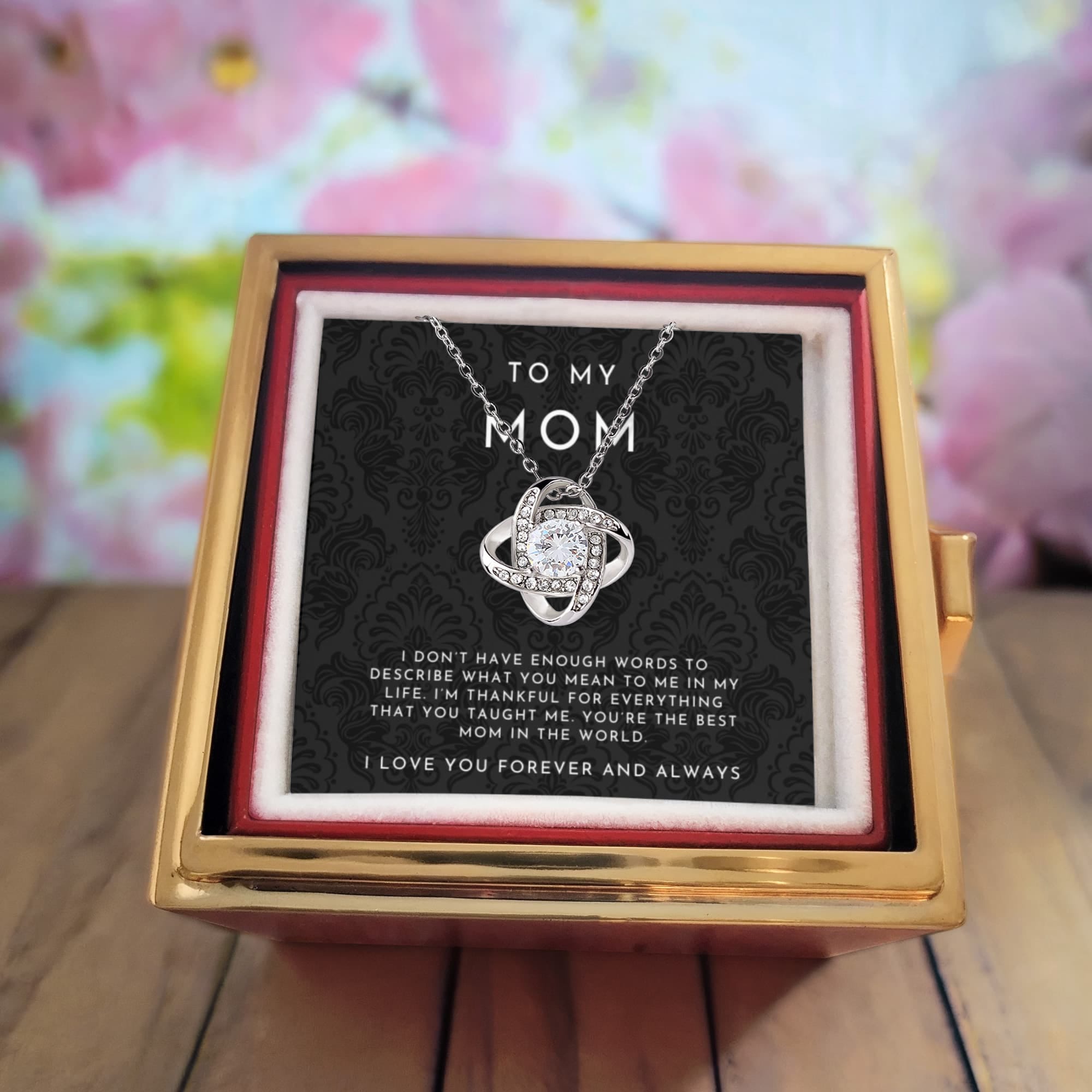 To My Mom Necklace With Rotating Rose