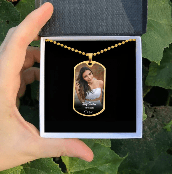 Custom Name Photo Dog Tag Memorial Necklace