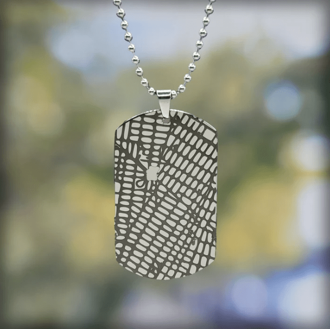 Custom Engraved Map Dog Tag Necklace