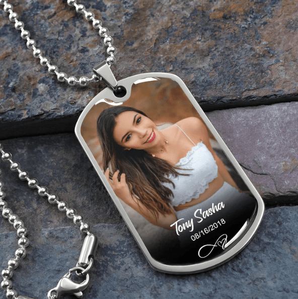 Custom Name Photo Dog Tag Memorial Necklace