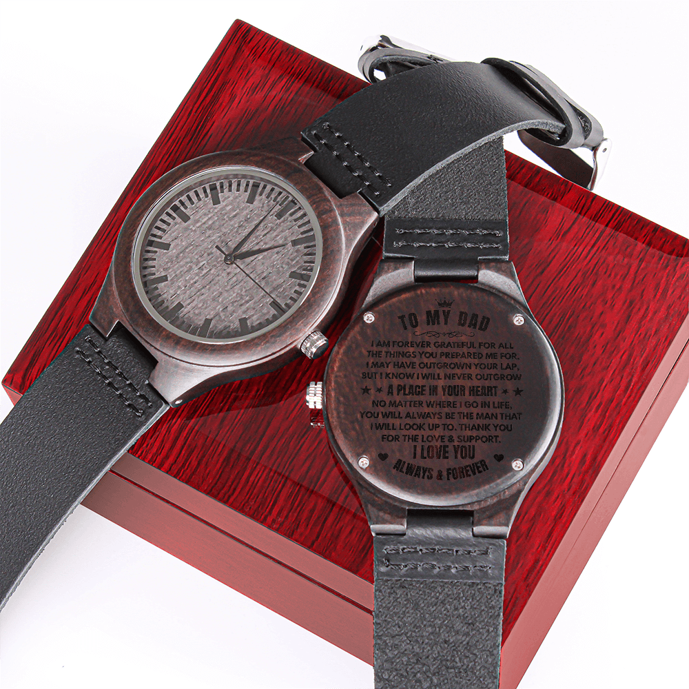 To My Dad (I Am Forever Grateful) Engraved Wooden Watch