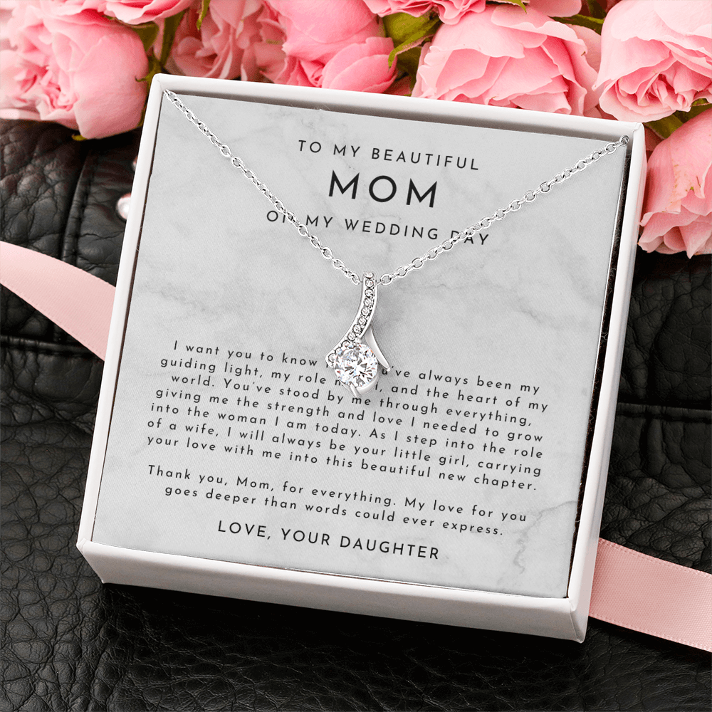 Mom Wedding Day Necklace, From Bride to Mom Gift