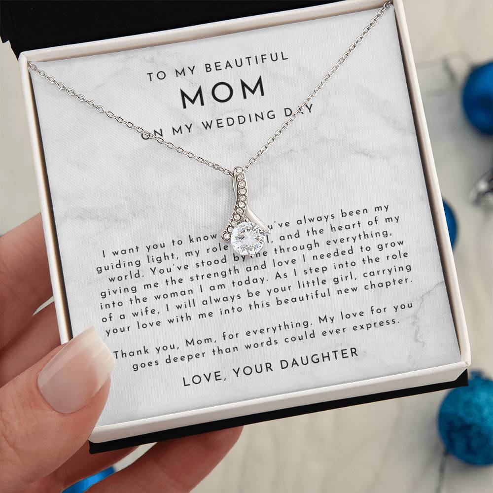 Mom Wedding Day Necklace, From Bride to Mom Gift