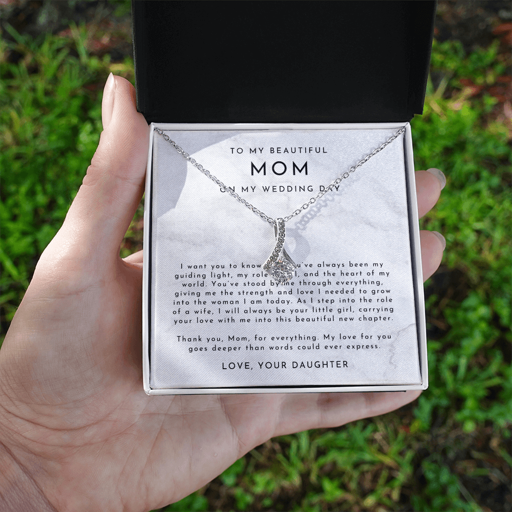 Mom Wedding Day Necklace, From Bride to Mom Gift