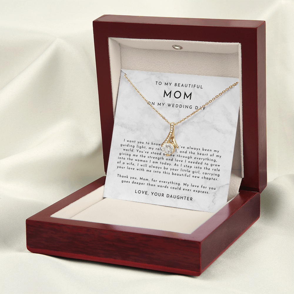 Mom Wedding Day Necklace, From Bride to Mom Gift