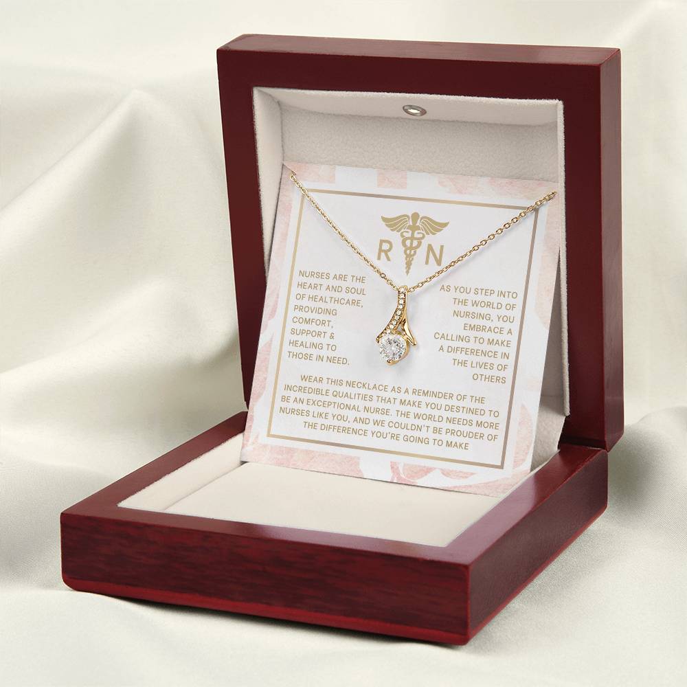 Blush and Gold RN Nurse Graduation Necklace
