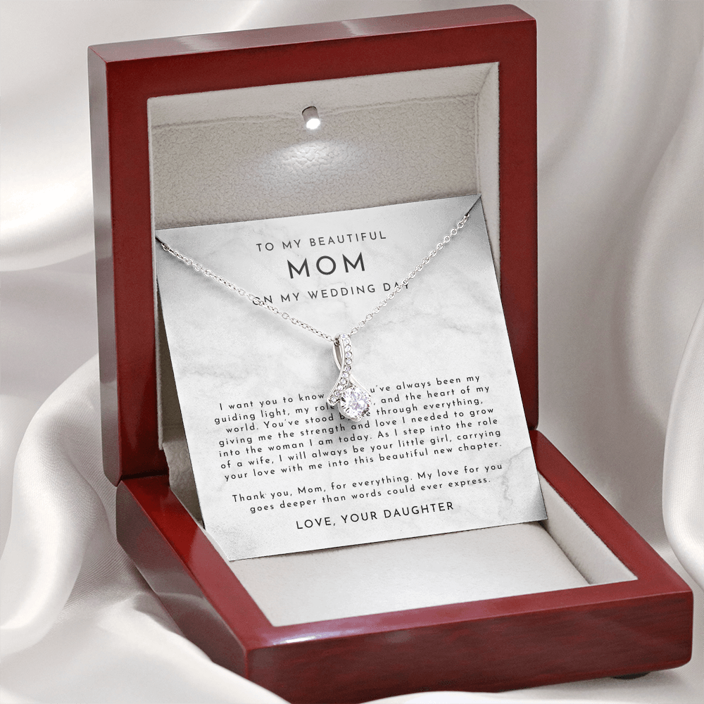 Mom Wedding Day Necklace, From Bride to Mom Gift