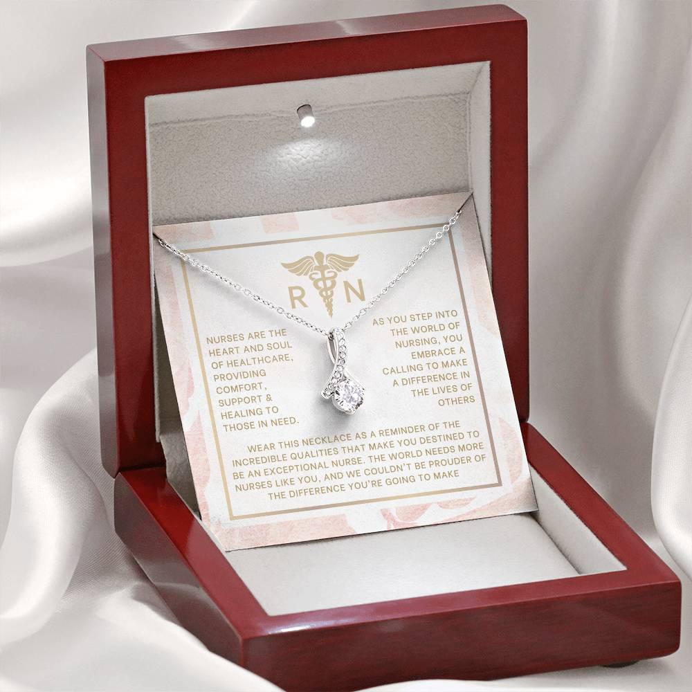 Blush and Gold RN Nurse Graduation Necklace