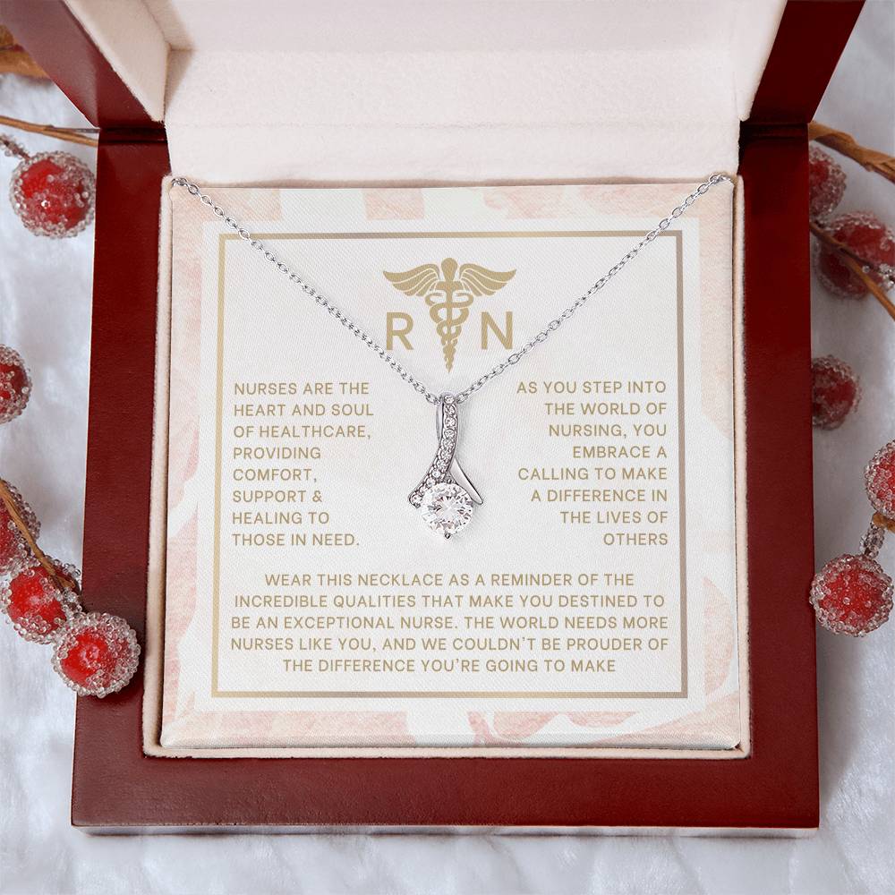Blush and Gold RN Nurse Graduation Necklace