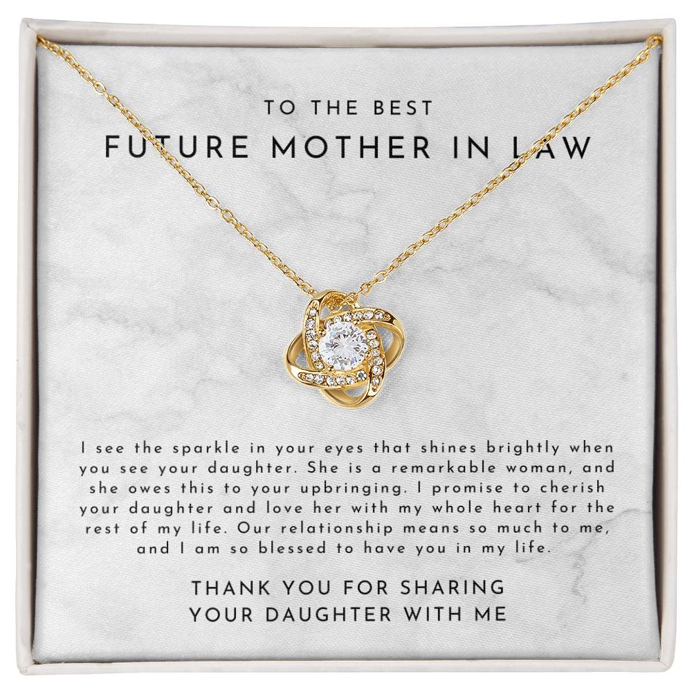 Mother In Law Gift (I See The Sparkle DAUGHTER) Love Knot Necklace - Timeless Marble Collection