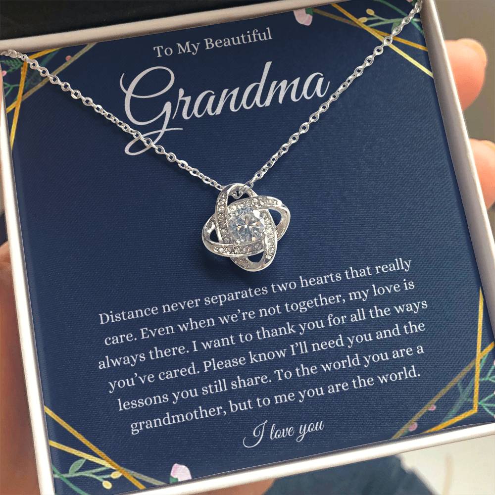 To My Beautiful Grandma Love Knot Necklace