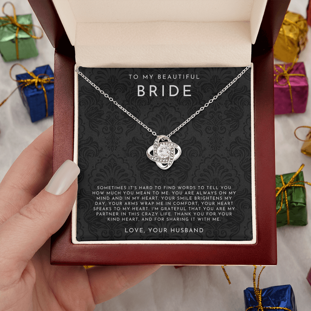 To My Bride Necklace - Love Knot Necklace