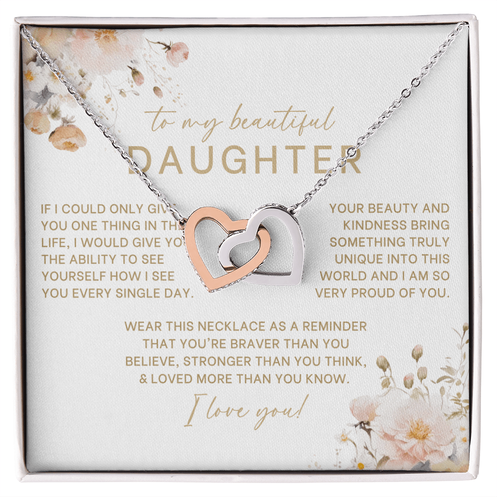 To My Beautiful Daughter Interlocking Hearts Necklace