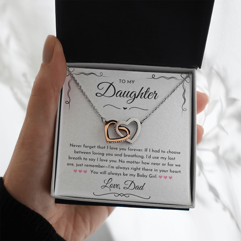 To My Daughter Hearts Necklace From Dad