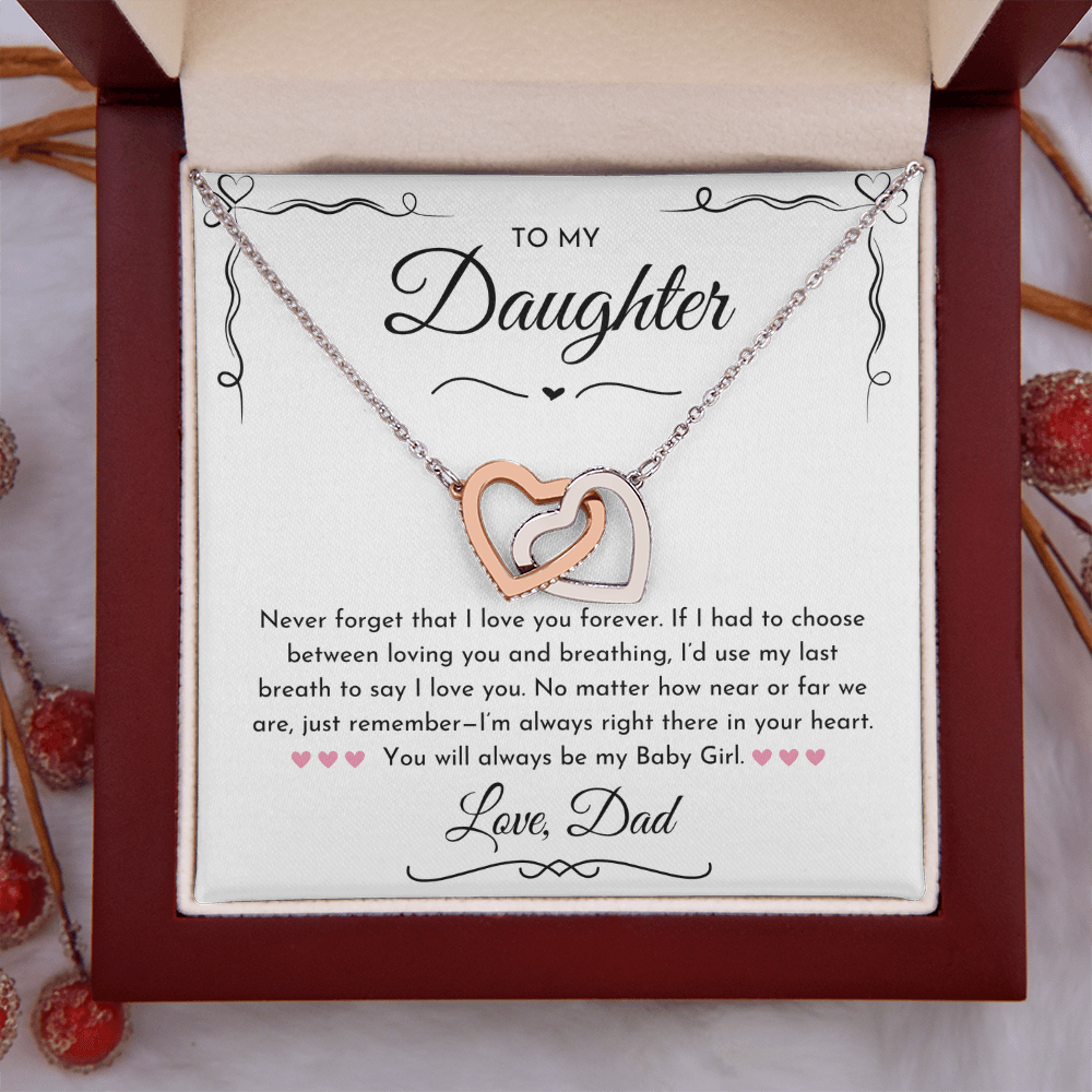 To My Daughter Hearts Necklace From Dad