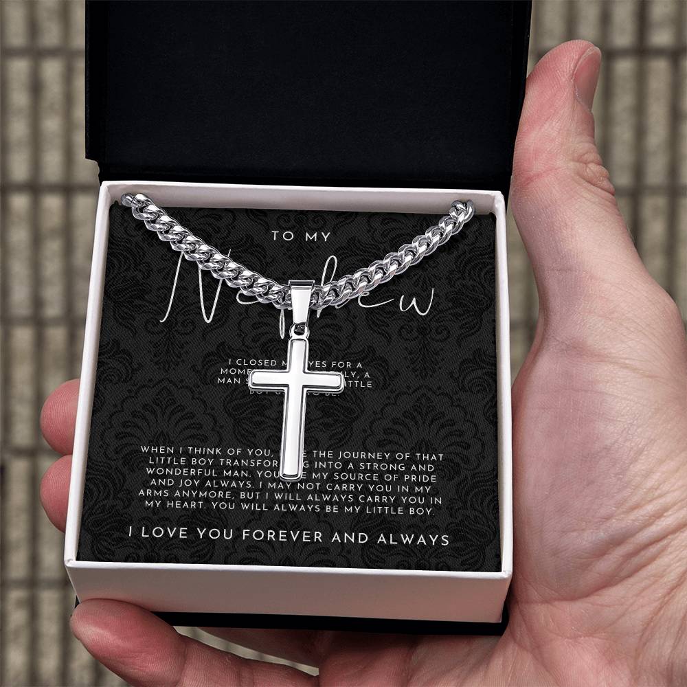 To My Nephew (I Closed My Eyes) Cross Necklace