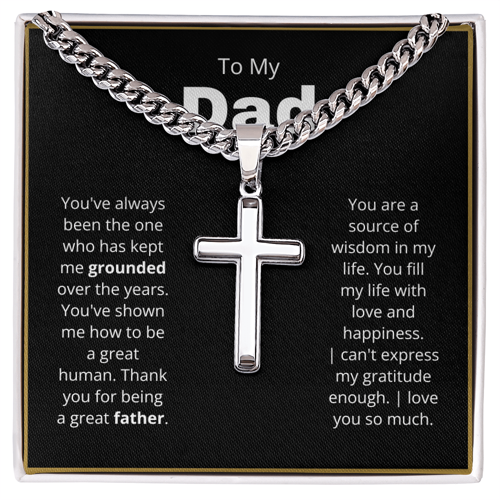To My Dad Cross Necklace