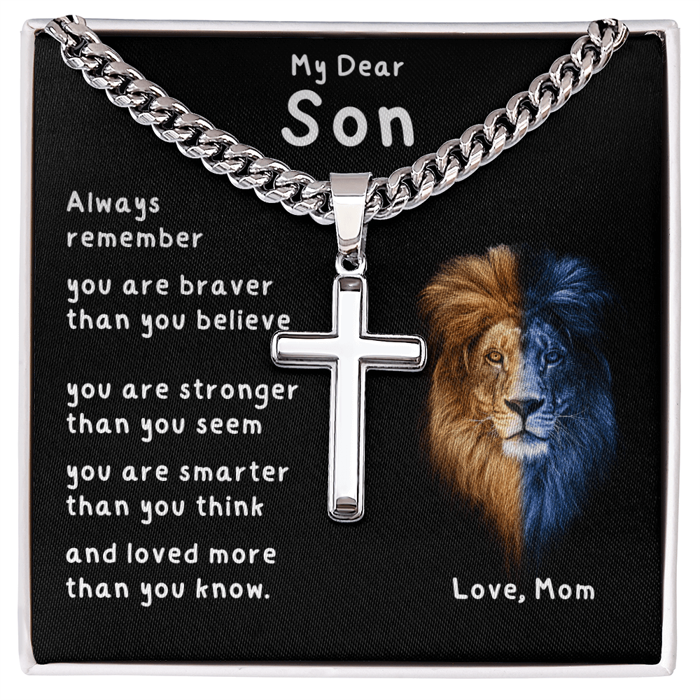 To My Dear Son From Mom Cross Necklace