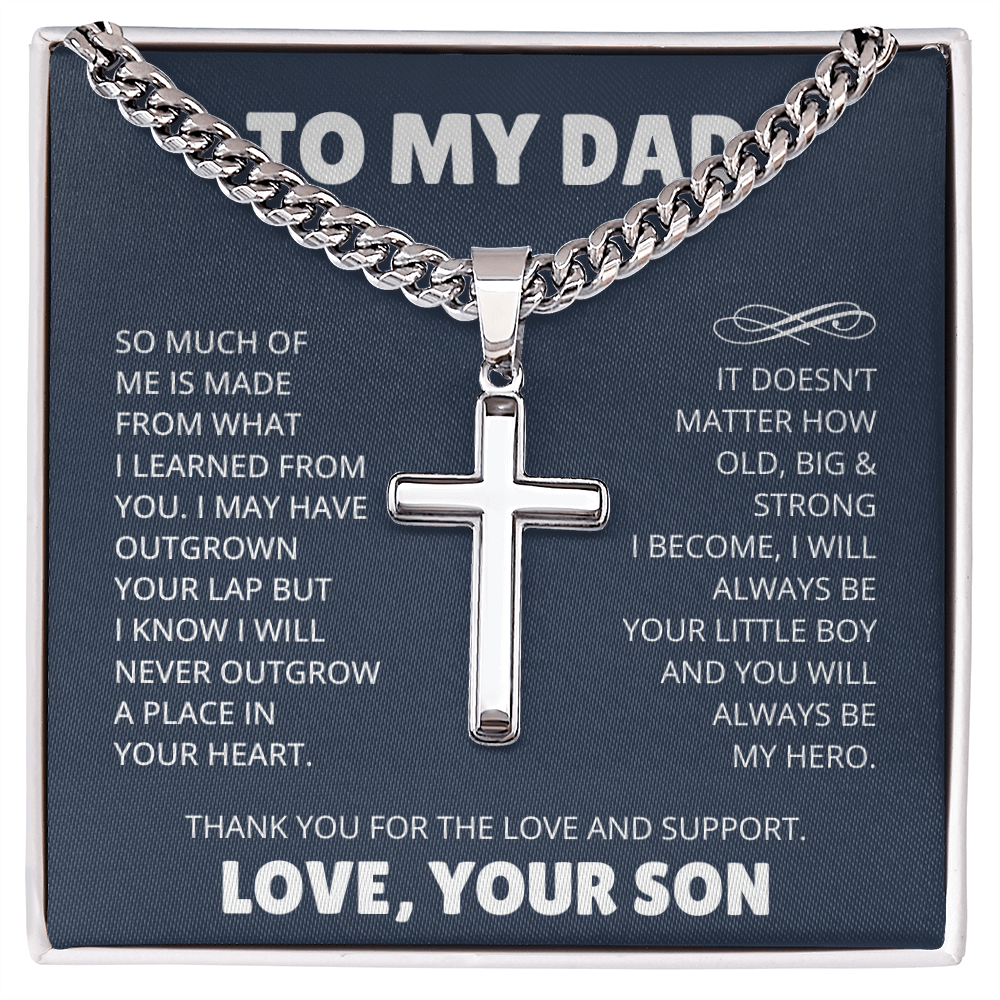 To My Dad From Son Cross Necklace