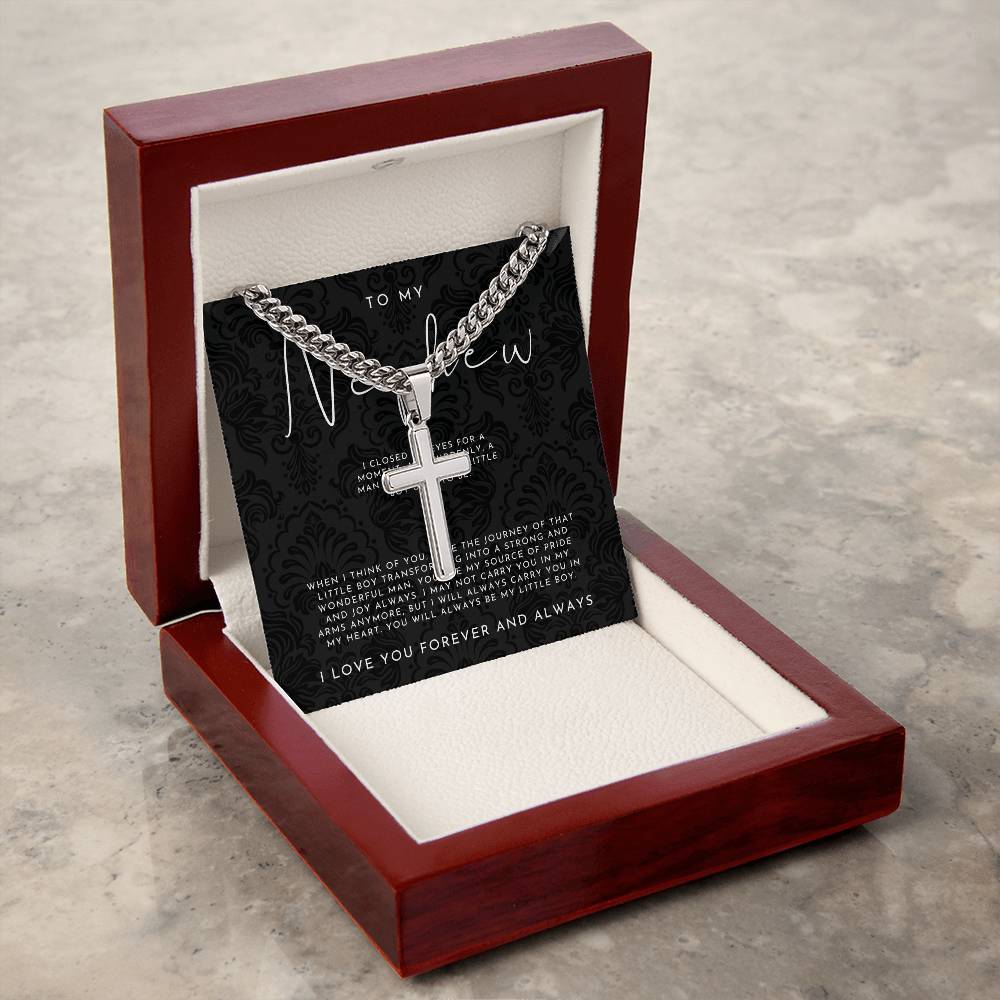 To My Nephew (I Closed My Eyes) Cross Necklace