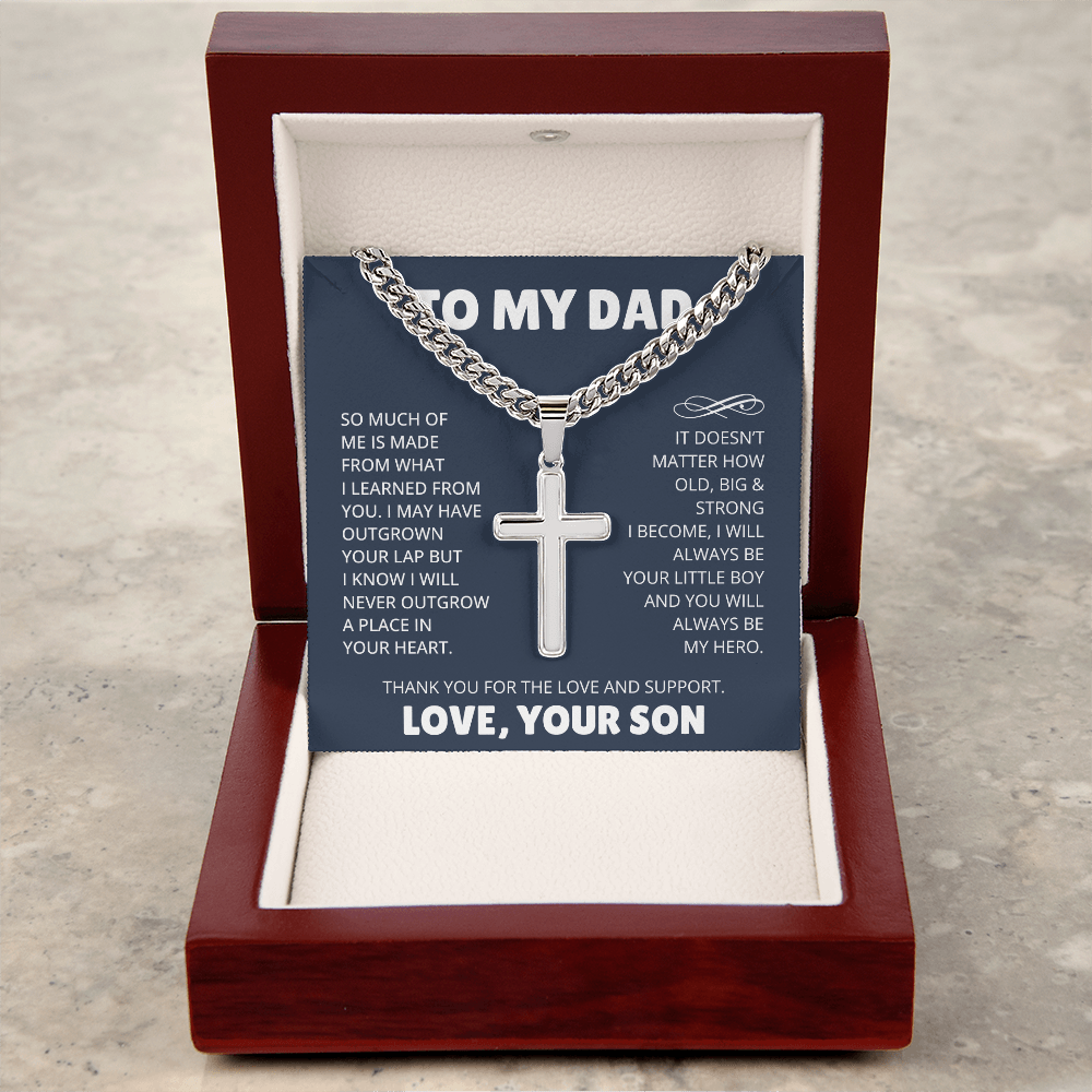 To My Dad From Son Cross Necklace