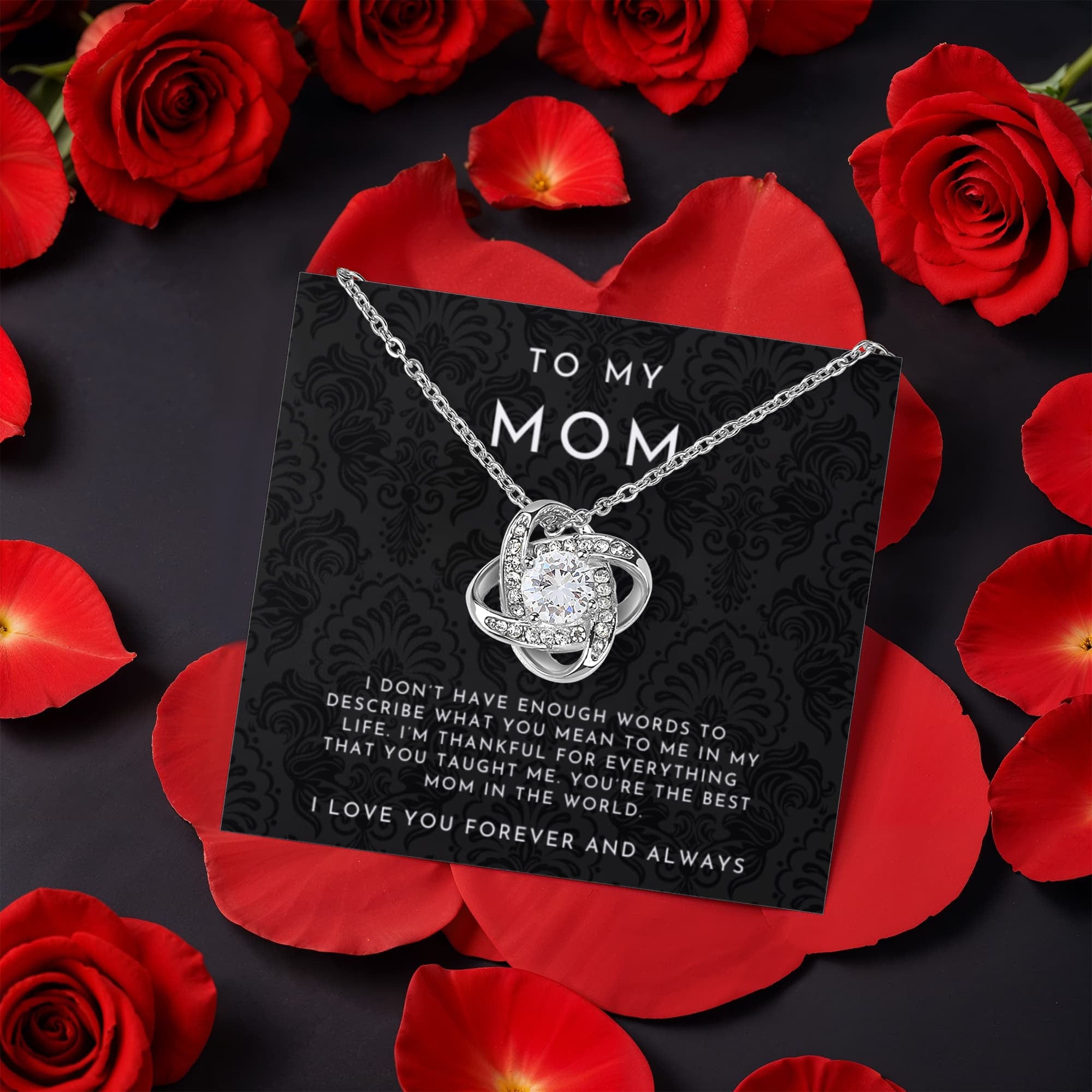 To My Mom Necklace With Rotating Rose